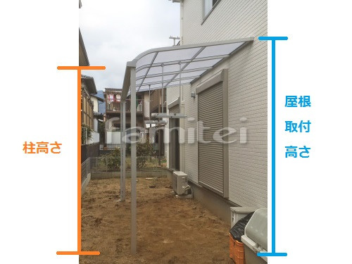 柱の高さと屋根の取付位置の高さ 柱の高さと屋根の取付位置の高さ