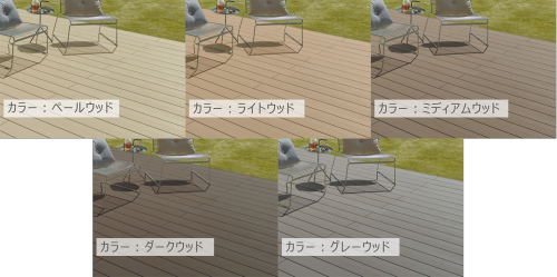 LIXIL:樹ら楽ステージ 人工木ウッドのカラーバリエーション