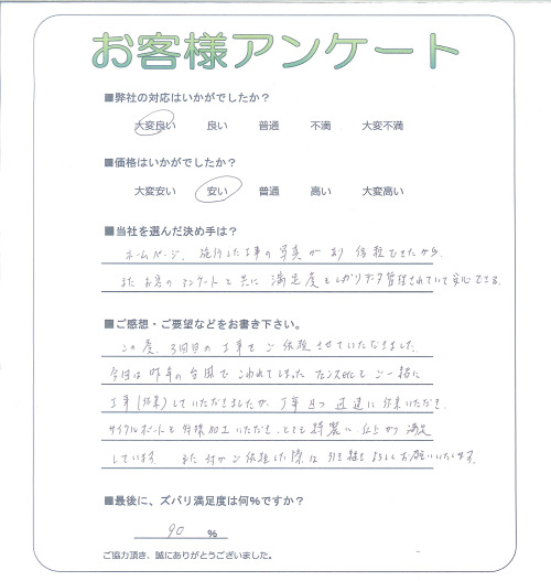 工事の感想を聞かせてください。