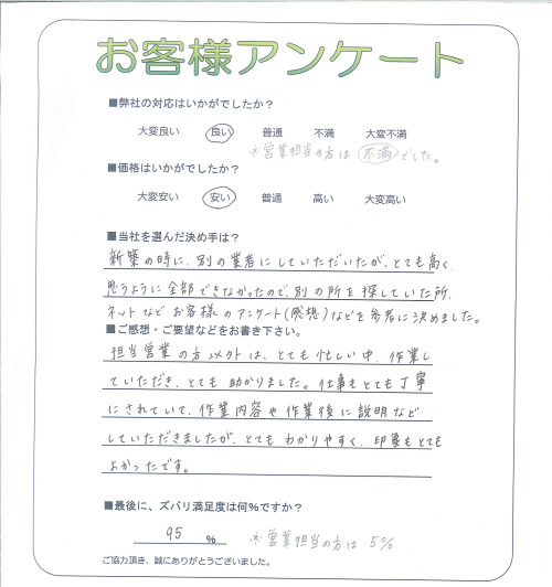 工事の感想を聞かせてください。
