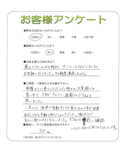 工事の感想を聞かせてください。
