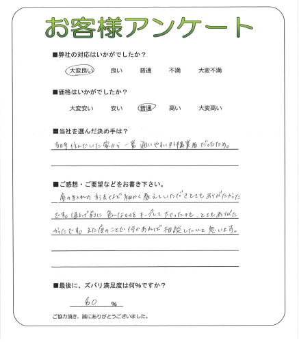 工事の感想を聞かせてください。