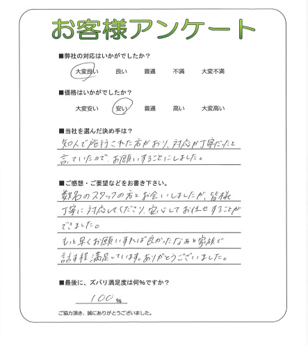 工事の感想を聞かせてください。