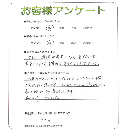 工事の感想を聞かせてください。