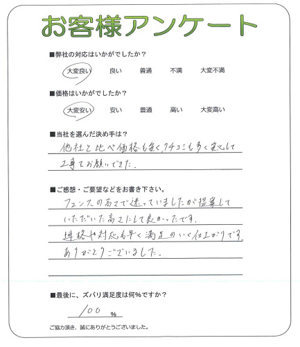 工事の感想を聞かせてください。