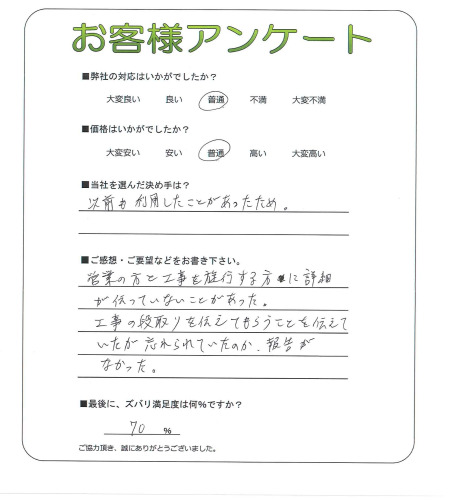 工事の感想を聞かせてください。