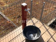 立水栓 ユニソン スプレスタンド70 ダークレッド 蛇口(シルバー)2個